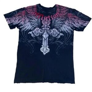 affliction men shirt black and red
